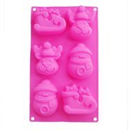 Yunko 6 Cavity Merry Christmas Reindeer Sled Snowman Silicone Baking Cake Pan Cookie Pudding Jelly Dessert Mold...