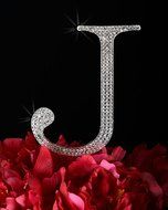 Unik Occasions Collection Crystal Rhinestone Wedding Cake Topper, Large, Letter J, Silver