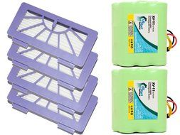 2-Pack Neato XV-21 Battery and Filters - Kit Includes 2 Neato Battery and 4 Filters (3500mAh, 7.2V, NI-MH)