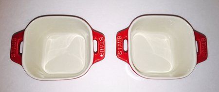 Staub Ceramic Set of Two Mini Square Ramekins, Cherry N3