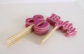 All About Details Pink Eighty Cupcake Toppers, Set of 12 N2