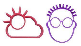 Ozera 2 Pack Silicone Breakfast Egg Mold Ring, Purple Smile Face and Red Sun Cloud Egg Shaper