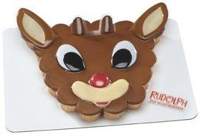 Rudolph Face 5 Pc Decoplac for 24 Cupcakes Cake Topper Decoration