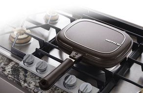 Happycall PLASMA Titanium Coating Double Grill Pan IH (Induction) Compatible New Version (2 Set (10.8"+11.8")) N7