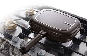 Happycall PLASMA Titanium Coating Double Grill Pan IH (Induction) Compatible New Version (2 Set (10.8"+11.8")) N9
