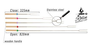 Premium Marshmallow Roasting Sticks set 8 Smores Skewers &amp; 20 Bamboo Sticks &amp; Patio fire Pit &amp; Basting Brush &amp;... N6