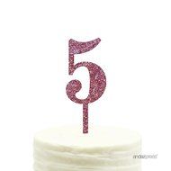 Andaz Press 5th Birthday and Anniversary Acrylic Cake Toppers, Pink Glitter, Number 5, 1-Pack N163