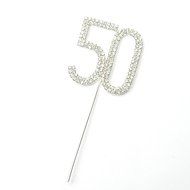 La Tartelette Rhinestone Crystal Silver Cake Topper Number 50 Birthday 50th Anniversary