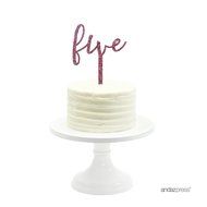 Andaz Press 5th Birthday and Anniversary Acrylic Cake Toppers, Pink Glitter, Number 5, 1-Pack N176