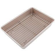 Astra Gourmet Carbon Steel 13.5"x 9.6"x 1" Cookie Sheet Baking Pan with Non-stick Roasting Broiling Cooling Rack... N4