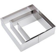 Aprince Cake Mold Mousse Ring - Set of 3 - 6''8''10'' Stainless Steel Cake Mousse Mold Baking Ring (Square) N6
