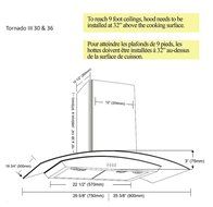 Ancona Tornado III Wall-Mounted Convertible Range Hood, 36-Inch, Stainless Steel N4