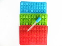 BORN BAKER 4 piece Silicone Gummy Bear Mold Set, Includes 3 Silicone Gummy Bear Molds and One Dropper N5