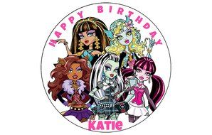 One Quarter Sheet Monster High Edible Image with Personalization N2