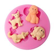 FOUR-C Silicone Cupcake Molds Puppy Dog Fondant Moulds Color Pink
