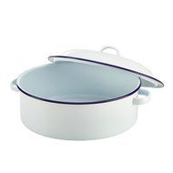 26cm White Round Enamel Roaster N5
