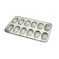 Madeleine Mold 12 Cavities. Each cavity: 3-1/4"X2". Overall size of pan: 15-1/2"X9"