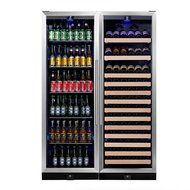KingsBottle 2-Zone Wine and Beverage Combo Refrigerator, Holds 300 Cans and 98 Bottles, Stainless Steel with Glass... N16