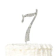 Number 7 Cake Topper, Birthday or Anniversary Party Decoration, Rhinestone Metal Top (7) N29