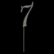 Number 7 Cake Topper, Birthday or Anniversary Party Decoration, Rhinestone Metal Top (7) N30