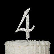 Number 7 Cake Topper, Birthday or Anniversary Party Decoration, Rhinestone Metal Top (7) N33