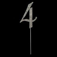 Number 7 Cake Topper, Birthday or Anniversary Party Decoration, Rhinestone Metal Top (7) N34