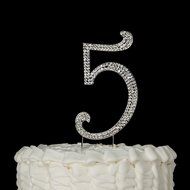 Number 7 Cake Topper, Birthday or Anniversary Party Decoration, Rhinestone Metal Top (7) N35