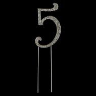 Number 7 Cake Topper, Birthday or Anniversary Party Decoration, Rhinestone Metal Top (7) N36