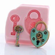 Heart Padlock and Key Silicone Mold Cake Decorating Fondant, Chocolate, Candy, Craft &amp; Jewelry Mold Resin, Polymer... N3