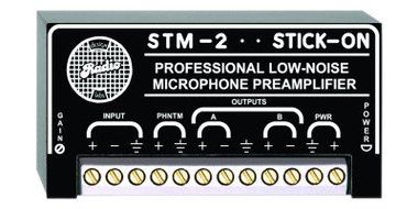RDL STM-2 Mic Preamplifier Adjustable 35 to 65 dB Gain, Two Balanced or Unbalanced Outputs - Power Supply Included