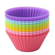 Crazy Egg Reusable Silicone Baking Cups Muffin Molds (12, 3 colors) N7