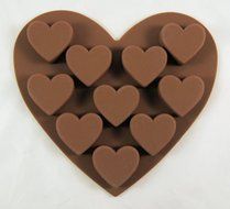 Baking Moulds Heart Shaped 10 Cav Silicone Mold for Fondant, Gum Paste, Chocolate, Cookies, Jelly, Ice Cream,Crafts... N2