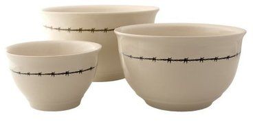 Western Barbwire Stoneware Mixing Bowls - 3 Piece Set