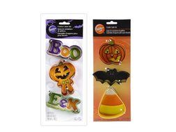 Wilton 2308-5083 Trick or Treat Cookie Cutter Set and Wilton Bat Candy Corn Pumpkin Metal Cookie Cutter Set