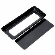 SCASTOE Removable Bottom Nonstick Quiche Tool Rectangle Fluted Pie Tart Pan Mold Baking Black