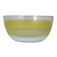 Golden Hill Studio 11" Serving Salad Bowl Hand Painted in the USA by American Artists-Retro Cottage Stripe Orange... N3