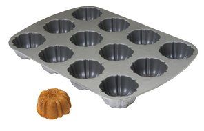 Focus Foodservice Commercial Bakeware 6-Cup Non-Stick Cast Aluminum Fluted Cake Pan N6