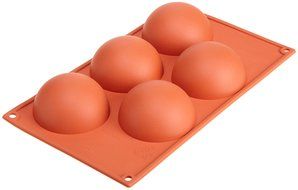 Silikomart Siliconflex Half-Sphere Mold, 4 Oz, 3.15" Diam. x 1.57" Deep, 5 Cavities