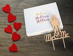 Gay Couple Wedding Cake Topper Mr &amp; Mr Silhouette Party Decoration with Gift Box (Acrylic) N4