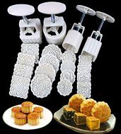 Lucky Gourd Mid Autumn Festival DIY Mooncake Mold- 16 Pcs Mode Pattern for 4 Sets, 50g / 100g (White) N2