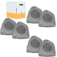 Theater Solutions 6R8G Outdoor Granite 8" Rock 6 Speaker Set with Wire for Yard Pool Spa Patio Garden