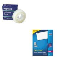 KITAVE5267MMM6200341296 - Value Kit - Avery Easy Peel Laser Address Labels (AVE5267) and Highland Invisible Permanent...