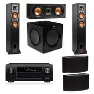 Klipsch R-24F 5.1 Speaker Package with Denon AVR-X4100W Receiver, R-25C Center Speaker and R-14S Rear Speakers