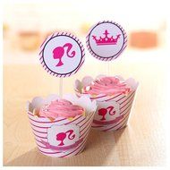 Broadmix Princess Collection Cupcake Wrappers and Toppers Set of 12 for Girls Baby Girls Barbie N5