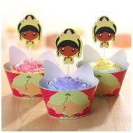 Broadmix Princess Collection Cupcake Wrappers and Toppers Set of 12 for Girls Baby Girls Barbie N7
