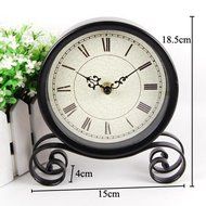 Modern design antique Desktop Clock retro Metal horologe Desk mirror round Table N4