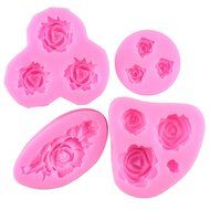 BING CUI Silicone Rose Flower Cake Decorating Mold with Box, Set of 4 N2