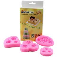 BING CUI Silicone Rose Flower Cake Decorating Mold with Box, Set of 4 N5