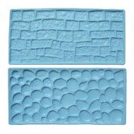 FLY One Set Stone and Brick Shape Cake Fondant Mold Cookware Tools,Pink