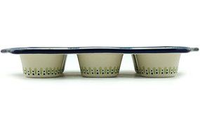 Polish Pottery Muffin Pan 14-inch Gingham Trellis N3